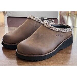 Women’s 6 Simple Original Clog Brown Leather Slip-On Mule New in Box